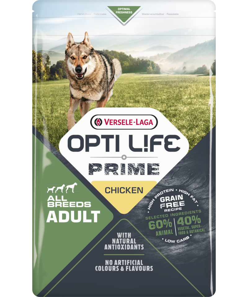 Nourriture Opti Life Prime chien toutes races au poulet