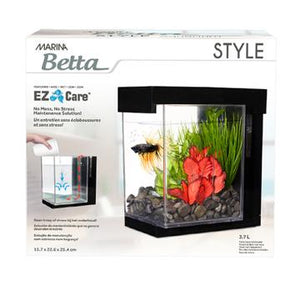 Aquarium Style Marina pour betta, noir, 3,7 L (1 gal US) - Boutique Le Jardin Des Animaux -AquariumBoutique Le Jardin Des Animaux13367