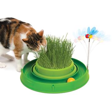 Circuit 3 en 1 avec balle et jardinière d’herbe Catit Play, vert, 36 cm (14 po) - Boutique Le Jardin Des Animaux -Jouet chatBoutique Le Jardin Des Animaux-43002