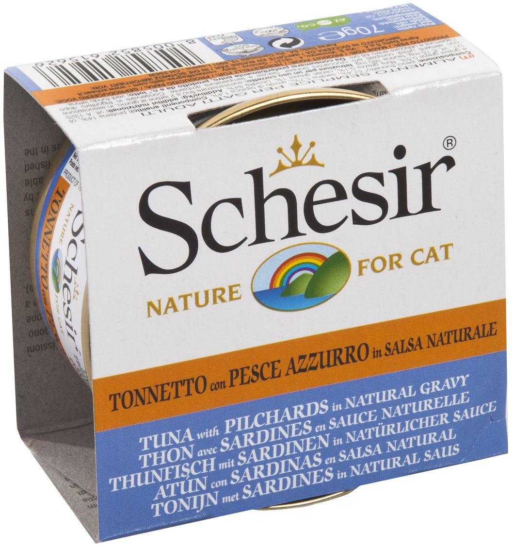 Conserve pour chat Schesir - Thon et sardines en sauce naturelle - Boutique Le Jardin Des Animaux -conserve pour chatBoutique Le Jardin Des Animauxc-15626